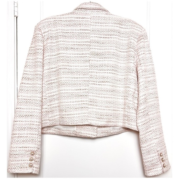 NWT REVOLVE X SONG OF STYLE Pastel Tweed Pearl Button Structured Crop Blazer XXL - Picture 5 of 9